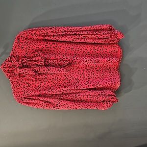 Chico's black and red animal print blouse with high neck. Never worn